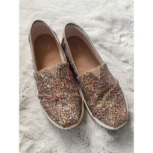 Toms Classic Multi Party Glitter Slip-On Shoes - Youth Size 4